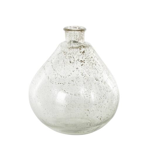 11" Clear Glass Speckled Vase with Brown Accents